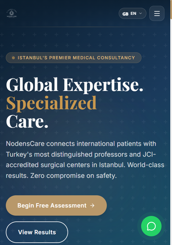 NodensCare homepage — medical tourism platform connecting international patients with Istanbul specialists
